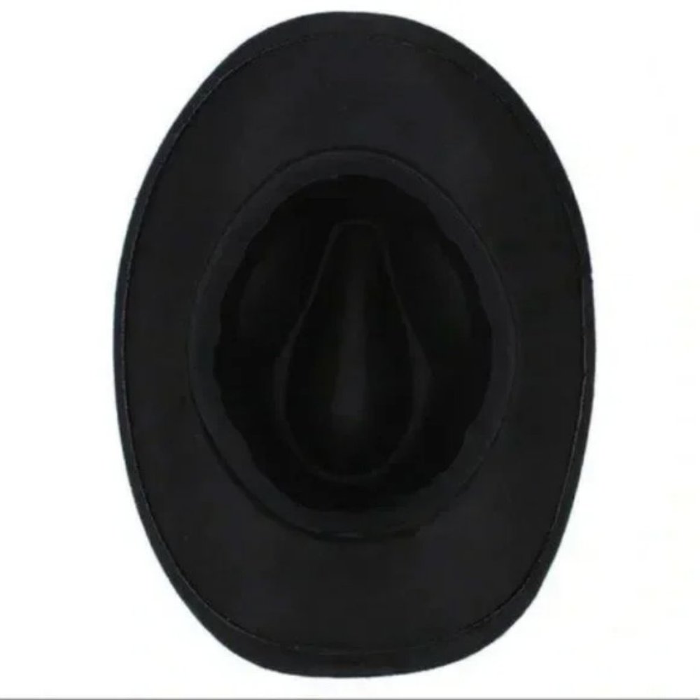 NEW Black Silver Stud Leather Band Embellished Felt Cowboy Cowgirl Western Hat - Picture 9 of 12